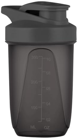 Alaoo Protein Shaker Bottle, Shaker Protein Shakes Plastic with Metal Stirring Ball, Leak Proof Flip Flop Lid Shake Bottle for Fitness Sports Gym for Men and Women, 400ml, Black