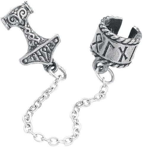 Alchemy Gothic Thor Donner Earcuff Women Ear Clip Silver-Coloured, Pewter,