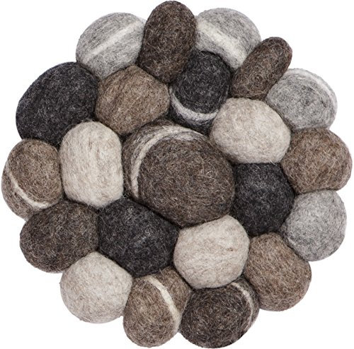 myfelt Hardy Topfuntersetzer, Schurwolle, Dunkelgrau, Ø 20 cm, bis 300 ° hitzebeständig