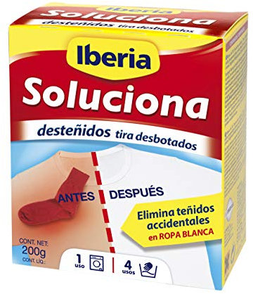 Iberia Soluciona- Elimina desteñidos accidentales en ropa blanca - 200 g - [Pack de 4]