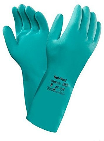 Ansell 37-675 SolVex Unisex Gauntlets Nitrile Chemical Resistant Gloves (Pack of 12 Pairs), 10 - XL, Green
