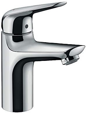 hansgrohe Wasserhahn Novus wassersparende Armatur (für geringen Durchfluss, Auslauf Höhe 100mm mit Push-Open Ablauf) Chrom
