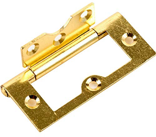 10x Brass 75mm Flush Hinges - Cabinet/Cupboard Door Hinges