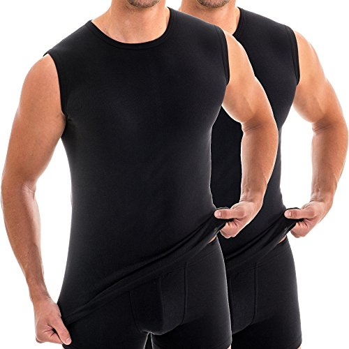 HERMKO 63040 2er Pack Herren Funktionsunterhemd für Sport und Alltag, Größe:D 12 = EU 6XL, Farbe:schwarz