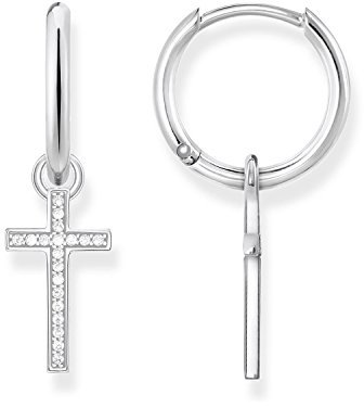Thomas Sabo Damen Ohrringe Creolen Kreuz Zirkonia 925 Sterling Silber CR622-051-14