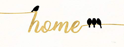 levandeo Glasbild 30x80cm Wandbild Glas Home Words Birds Vögel Schwarz Wanddeko Zuhause Heimat Dekobild Schriftzug