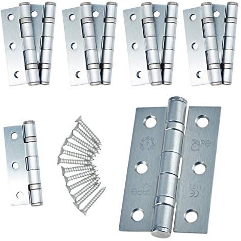 Door Hinges 3 76mm Ball Bearing 5 Pair Pack [10 Hinges & Screws] Satin Chrome