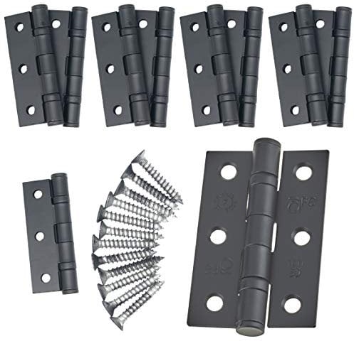 Charnières de porte intérieures 76 mm avec roulement à billes, noir