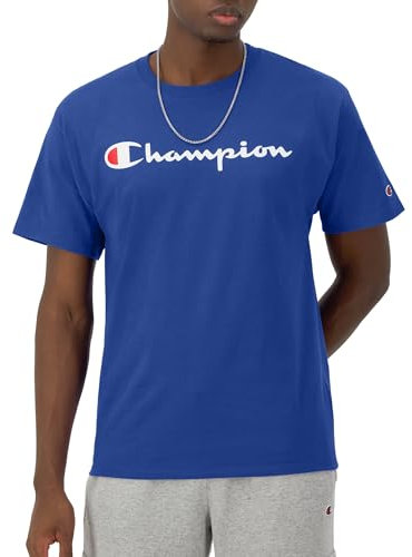 Champion Men's Big & Tall Classic Tee, C Script T-Shirt, Surf the Web Script, XS