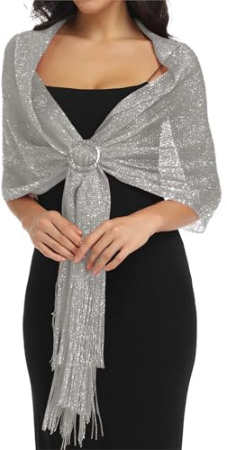 BANETTETA Schals für Abendkleider, Schal für Damen, formeller Schal für Abendparty, mit Schnalle für Hochzeit, Schal, C. Dunkelgrau, Medium
