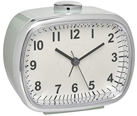 TFA Dostmann Elektronischer Wecker, 60.1032.04,im Retro Look, großes analoges Display, Mint, (L) 110 x (B) 60 x (H) 92 mm