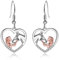 YFN Rose Gold Horse Ohrringe Schmuck Sterling Silber Horse Drop Ohrringe Mädchen Umarmung Pferd Geschenk für Mädchen (Rosenpferd mit Mädchenohrringen)