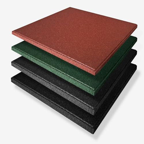 Play Protect Fall Protection Mat | Floor Mat for Playground & Garden | Cushioning & Non-Slip Surface | Weatherproof | in 25 or 40 mm Thickness (50 x 50 x 2.5 cm, Green)
