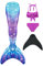 DNFUN queues de sirène avec Maillot de Bain Bikini sirène avec Monopalme pour la Natation, Costume de Cosplay Maillot de Bain Princesse Filles,4pc,Noir,Dg5+WJF74,140