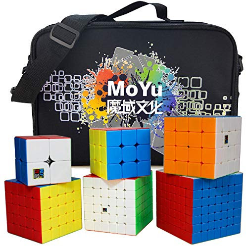 Oostifun FunnyGoo 6 Stickerless Magic Cube Set mit spezieller Aufbewahrungstasche, 2x2 3x3 4x4 5x5 6x6 7x7 Professionelles WCA Competition Cube Puzzle Set
