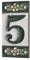 Lot de carreaux en céramique avec chiffres et lettres - Motif floral - Vert, taille : 7,5 cm x 3,5 cm, cadres de 2 à 10 carreaux (5)