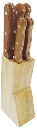 MICHELINO Holz-Messerblock 6 tlg. Messerset Holzblock 11237 braun