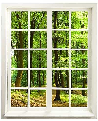 Wandtattoo - Fenster mit Aussicht Wald 66 x 80 cm (BxH) - Wandaufkleber - Wandsticker