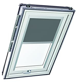 Original Roto Rollo Exclusiv ZRE für Roto Dachfenster - Führungsschiene Silber - Tageslichtrollo Baureihe Designo R6/R8, i8 und Classic 64/84 - Größe 094/140 | 09/14 - Stofffarbe Dunkelgrau