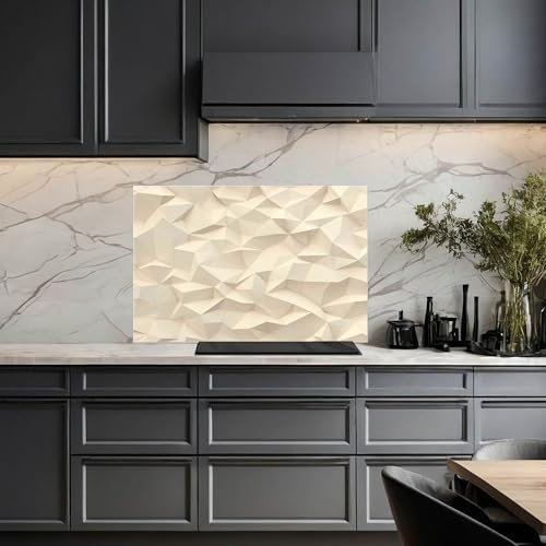 banjado Küchenrückwand Glas ohne Bohren 75x50cm – Glasrückwand Küche mit Motiv Steinwand 2 / Spritzschutz Küchenrückwand Glas/selbstklebende Küchenrückwand Platte - magnetisch & beschreibbar