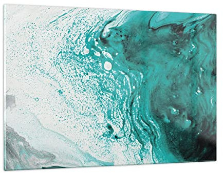 Wandbilder Dekoration Wohnzimmer Abstraktion Türkis Flüssigkeit Bilder auf Glas 120x80cm Glasbild Schlafzimmer Küche Deko Wand Kunstdruck Art Groß XXL Wanddeko Bild im Glas Modern GAA120x80-4572