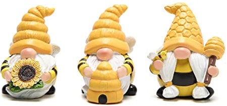 Hodao 3 PCS Bumble Bee Spring Gnome Decorations Honey Bee Gnomes Ornaments World Bee Day Decorations Gifts Fall Thanksgiving Gnomes Figurines Honey Bee Birthday Gifts for Mom,Grandma, Women