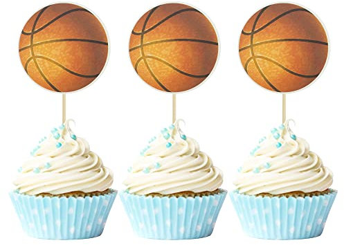 Gyufise 36 Pack Basketball Cupcake Toppers Star Sports Ball Cupcake Picks Baby Shower Basketball Sports Players Theme Birthday Party Cake Decorations Supplies
