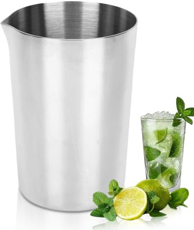 Lata mezcladora de acero inoxidable, jarra de cóctel Mezclador de vaso de vidrio para mezclar cócteles de metal para cócteles Bar Jarra mezcladora para agitar bebidas(Plata)