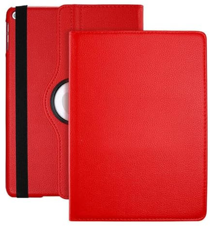 MOBISTAR® Rotating Case for iPad mini (A17 Pro, 2024 Model, 7th Generation) / mini 6 (2021 Model, 6th Generation) - 360 Degree Leather Smart Folio Stand Protective Cover, Auto Wake/Sleep (Red)