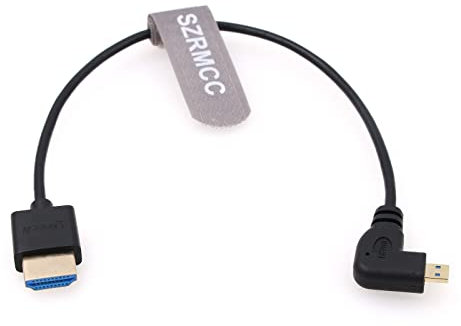 SZRMCC 8K 2.1 Micro HDMI Links Winkel auf HDMI High Speed Spiralkabel Geflochtenes Kabel für Go-Pro Hero 3/4 Canon EOS M5 Sony A6000 A7III RX10 Nikon B500 Z6 Raspberry Pi 4 Atomos Ninja 2 Monitor