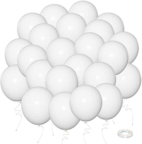 Wiletasz 100 Stück Weiße Luftballons, 30 cm Latex Weiß Party Luftballons Helium 12 Zoll Weiß Luftballons Girlande für Babyparty, Hochzeit, Geburtstagsfeier Dekoration
