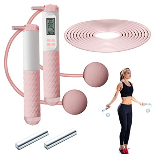 apofly Corde A Sauter Sans Fil à Sport pour NuméRique Cordon avec Contre Les Calories Ripcorde Enfants Adultes Rose blanc
