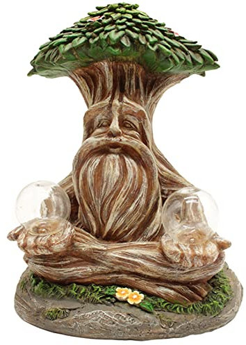 Meditation Yoga Solar Gartenfiguren,Wasserdicht Gartendeko für draußen,Gartenfiguren für außen,Lustig Baum-Elfen Deko Garten mit Solar Ball,für Frauen/Männer/Mama Geburtstagsgeschenk 28CM (Stil 2)