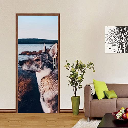 3D Türtapete Selbstklebend Türposter - Tierischer Wolf - Türaufkleber Fototapete Abziehen Und Aufkleben Türfolie Poster Tapete 90 X 200 Cm - Innentür Schlafzimmer Badezimmer