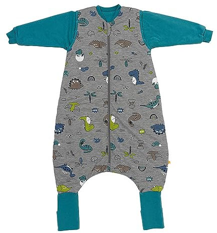 schlummersack Baby Schlafsack mit Füßen 2.5 Tog 80 cm Dino aus Modal | Schlafsack mit Beinen und verlängerten Bündchen für eine Körpergröße von 80-90cm