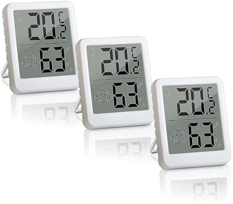 Digitales Thermometer Hygrometer, 3 Pack Innenraumthermometer Feuchtigkeitsmesser, Mini-Raumtemperatur und Feuchtigkeitsmonitor, hohe Genauigkeit für Gewächshäuser, Reptilien, Humidore, Keller, Büro