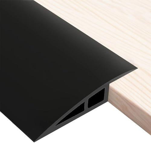10Ft Floor Transition Strip Self Adhesive Carpet to Tile Floor Edging Trim PVC Threshold Strips, Peel and Stick Floor Joining Strip Suitable for Threshold Height Less Than 5-20mm(Black,5mmx10FT)