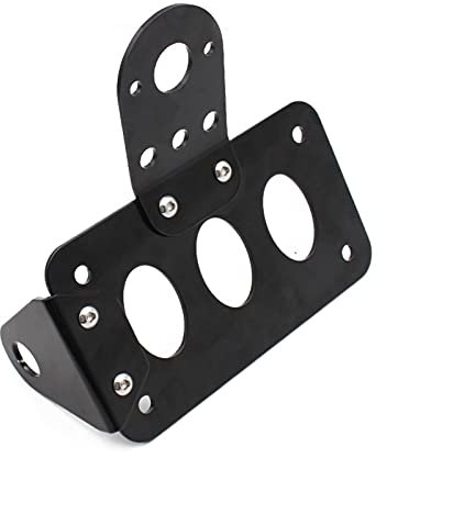 PACUM Kennzeichenhalter Motorrad,Motorrad Kennzeichen Black Universal Motorcycle Seite montiert Hecklichtrahmen Kennzeichenhalterung Retro Aluminium Motorrad Zubehör