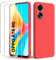 Byvuwiay Cover per Oppo A78 4G con 2 Vetro Temperato Pellicola Protettiva, Custodia in TPU Ultra Sottile Antiurto Anti-Scratch Case, Rosso
