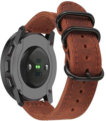 KUWAI Armbänder für Suunto 9 Titanium Armband, PU Weich Leder mit Schnalle Rostfreiem Stahl Armband für Suunto 9 Titanium Armbänder für Herren Damen Armband mit Suunto 9 Titanium (B)