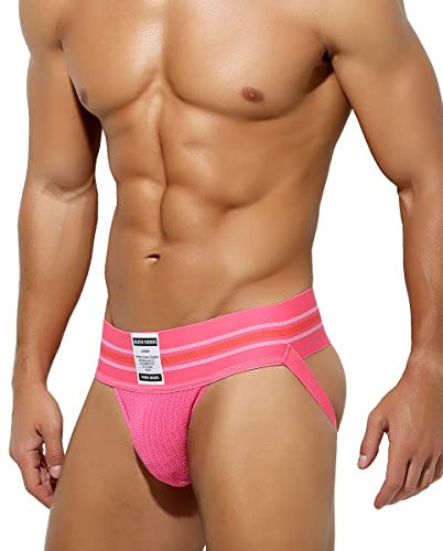 Mauro Kane Jockstrap Herren Athletic Supporters Suspensorium Sport Jock Strap Männer Sportunterwäsche Unterhosen Rosa M