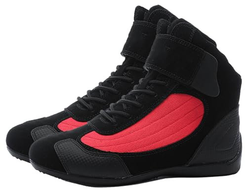 PLABNK Scarpe Da Moto Da Strada (38-46), Stivali Moda Casual/da Moto, Antiscivolo E Traspiranti, Stivali Da Esterno/Escursionismo/Anti-collisione Per Uomo Donna,46,Red