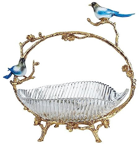 BGFYUSF Fruteros Retro Chino de latón para Manualidades de pájaros, Plato de Fruta, Decoración de Mesa para Sala de Estar, Plato de Fruta, Cuenco Decorativo para Dulces