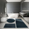TT Home Badezimmer Teppich Hochflor Badematte Modern Weich In Versch. Farben u. Größen, Größe:Ø 80 cm Rund, Farbe:Blau