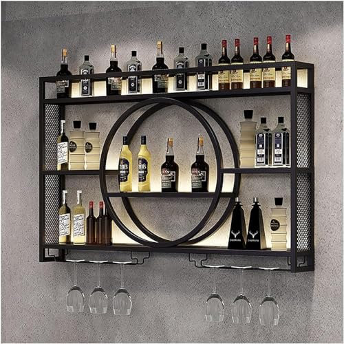 MJBDCVN Casier à Bouteilles Mural Industriel, casier à vin en Fer, casier à vin, Rangement de Bouteilles de vin pour Cave à vin, Bar, Maison, Cuisine(Size:120cm,Color:Noir)