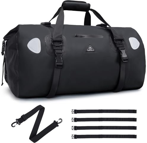 Wasserdichter Rucksack Dry Bag | wasserdichte Reisetasche Rucksack | Roll Top Seesack Wasserdicht für Camping, Motorrad Wasserfeste Tasche, wasserdichte Bootfahren, Kajakfahren, SUP, Black, 50L