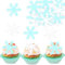 ENLACE Schneeflocke Tortendeko Essbar,50 Stück Frozen Tortendeko Geburtstag,Blau Weiß Schneeflocken Kuchendeko,Weihnachten Muffin Deko Essbar,Essbare Schneeflocken für Torten Winterkuchen Neujahr