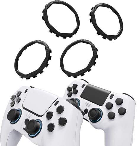 eXtremeRate Anneaux Joystick pour ps5,Accessoires de Remplacement pour ps5 Luna Coque,Anneaux Décoratifs Octogonaux Redessinés pour ps4 Ghost Coque-Noir