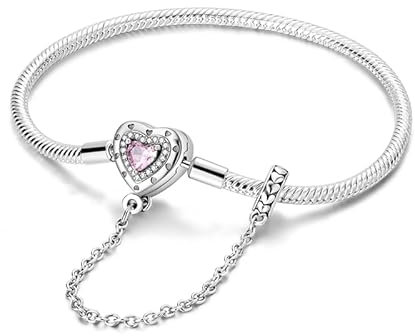 Damen Armband 925 Sterling Silber, Armbänder mit Herz Verschluss Moments Schlangen Gliederarmband Armkette Valentinstag Muttertag Geburtstags Weihnachten Geschenk für Frauen Freundin Mama