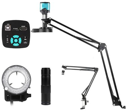 Lente industrial Microscopio Digital electrónico 4K for soldadura, juego de microscopio 1080P VGA USB Cámara Industrial 150x soporte plegable de lente remoto No se cansa fácilmente durante la observac